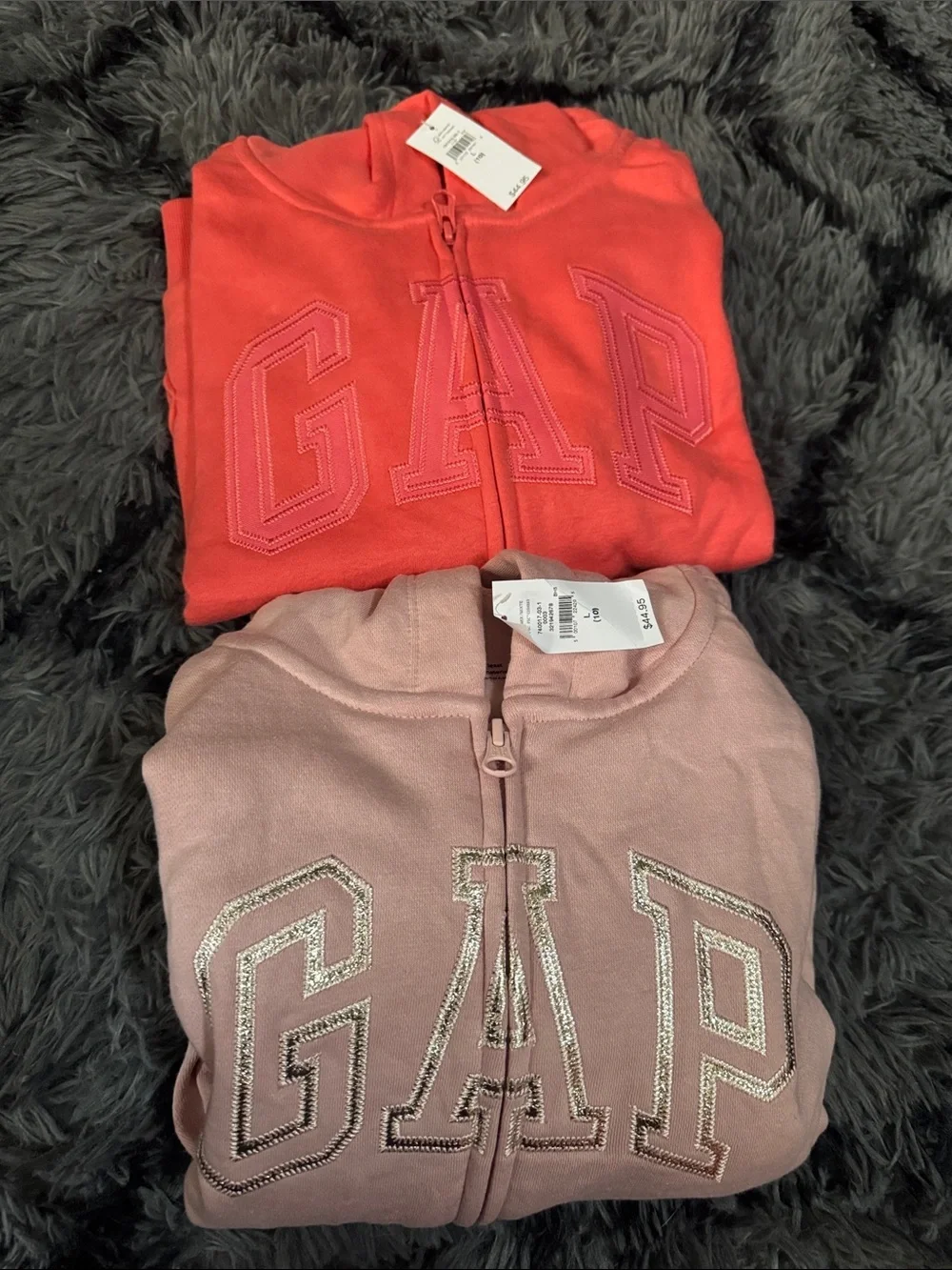 GAP lot Kids sz l 10 Zip-Up Hoodies in Coral and Light Pink